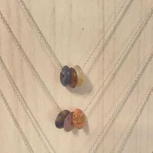 Sodalite flower agate amethyst sterling silver plated necklace donuts 18” lobste